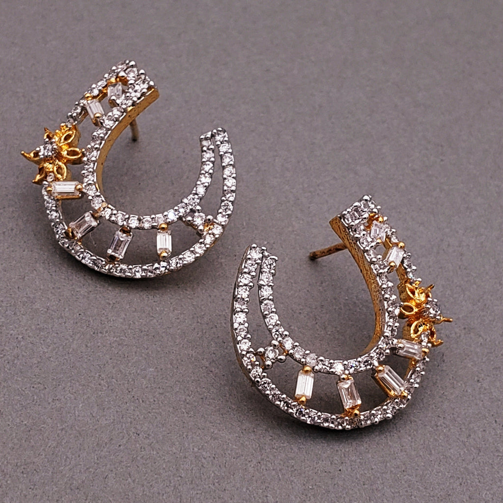 Crescent Flower American Diamond Baguette Earring For Women Bulk
