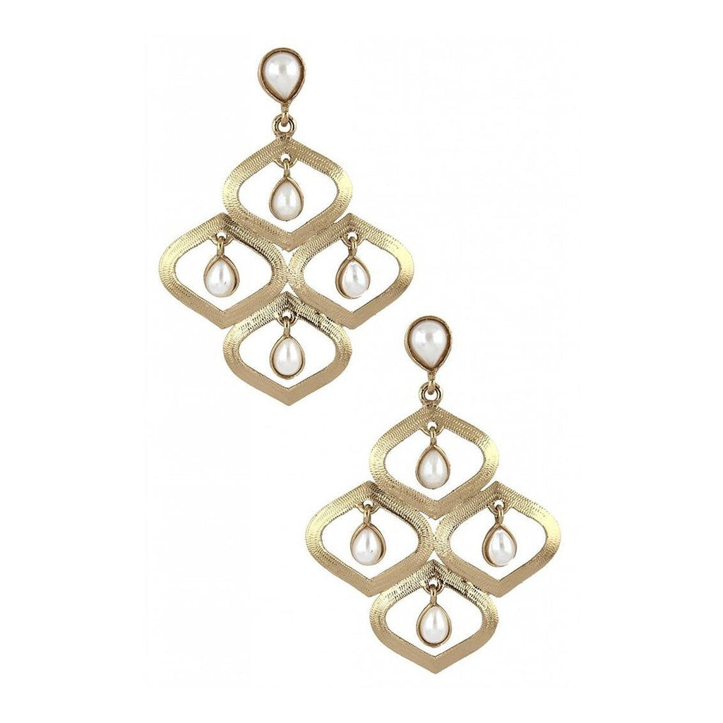 Antique Gold Plated Pearl Dangling Earring For Women Bulk