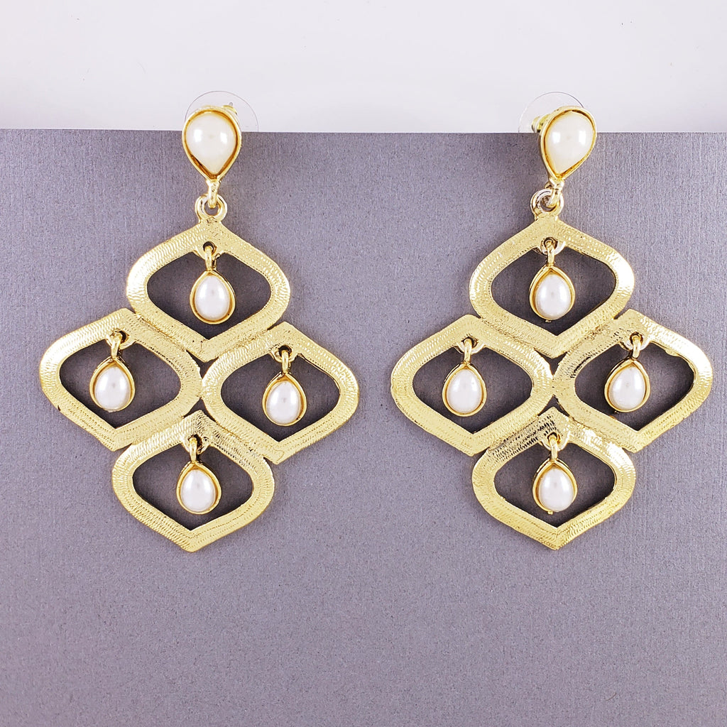 Antique Gold Plated Pearl Dangling Earring For Women Bulk