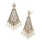 Kundan American Diamond Pearl Chandelier Gold Dangle Earring Bulk
