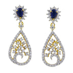 Sapphire Blue CZ Rhodium Dainty Dangle & Drop Earring Bulk