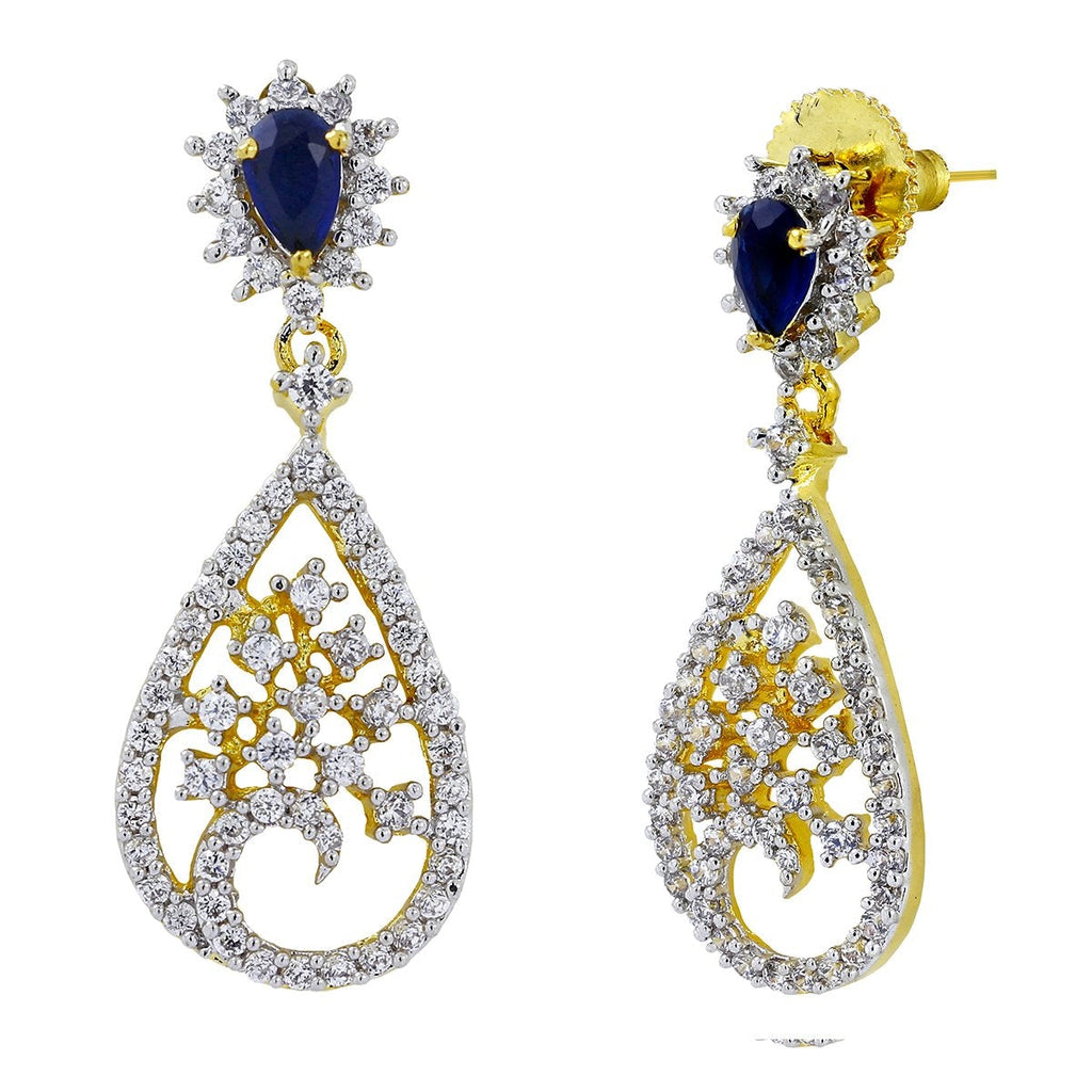 Sapphire Blue CZ Rhodium Dainty Dangle & Drop Earring Bulk