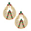 Filigree Gold Plated Red Green Chaand Bali Earring For Women Bulk