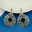 18K Gold Plated Filigree Black Stone Dangling Earring For Women Bulk