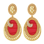 18K Gold Plated Red Stone Pearl Dangling Earring For Women Bulk