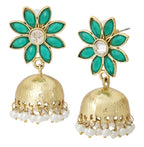 Green Floral 22K Gold Plated Jhumki Earring For Women Bulk