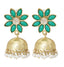 Green Floral 22K Gold Plated Jhumki Earring For Women Bulk