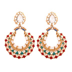Gold Maroon Green Meenakari Large Chaand Bali Earring For Women Bulk