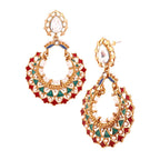 Gold Maroon Green Meenakari Large Chaand Bali Earring For Women Bulk