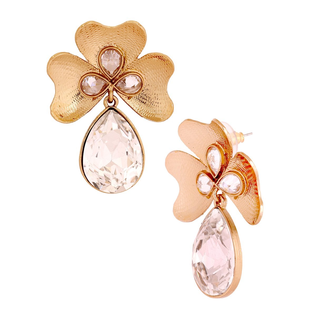 Antique 18K Gold Plated Crystal Large Flower Earring For Women Bulk