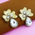 Antique 18K Gold Plated Crystal Large Flower Earring For Women Bulk