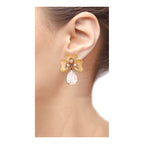 Antique 18K Gold Plated Crystal Large Flower Earring For Women Bulk