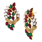 Floral Marquise 18K Gold Green Maroon Kundan Stud Earring Women Bulk