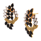 Floral Marquise 18K Gold Plated Black Kundan Stud Earring Women Bulk