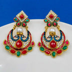 Peacock 22K Gold Red Blue Green Pearl CZ Dangling Earring Women Bulk