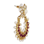Chaand Crescent Gold Magenta Pink Kundan Pearl Dangling Earring Bulk