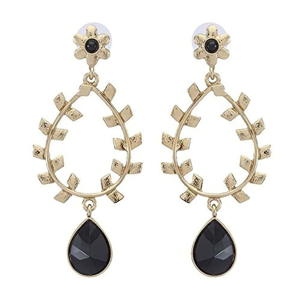 Flora Antique Gold Plated Black Drop Hanging Earring For Women Bulk