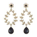 Flora Antique Gold Plated Black Drop Hanging Earring For Women Bulk