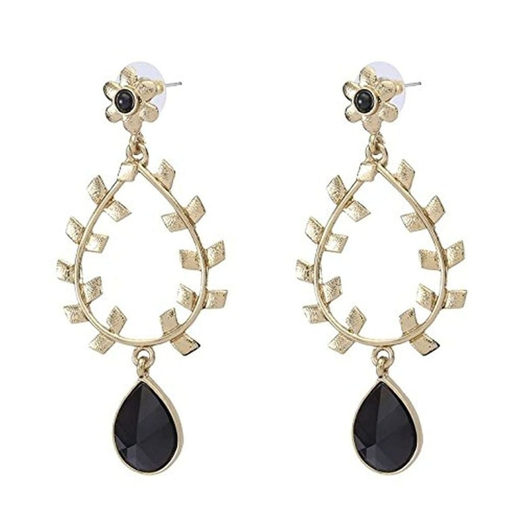 Flora Antique Gold Plated Black Drop Hanging Earring For Women Bulk