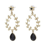 Flora Antique Gold Plated Black Drop Hanging Earring For Women Bulk