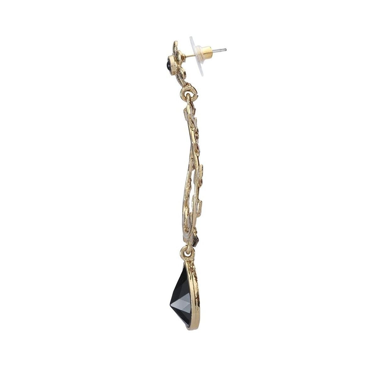 Flora Antique Gold Plated Black Drop Hanging Earring For Women Bulk
