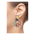 Peacock Chaand Bali Gold Maroon Green Blue Pearl Jhumki Earring Bulk