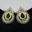 Statement Large Lotus Flower Blue Yellow Stud Earring For Women Bulk