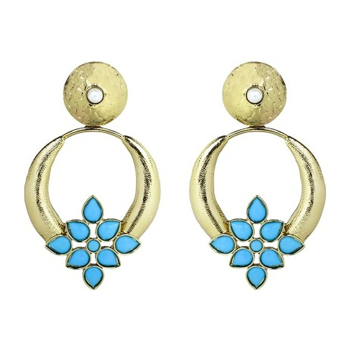 Turkish Flower Antique Gold Plated Turqoise Earring For Women Bulk Main image
