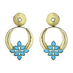 Turkish Flower Antique Gold Plated Turqoise Earring For Women Bulk