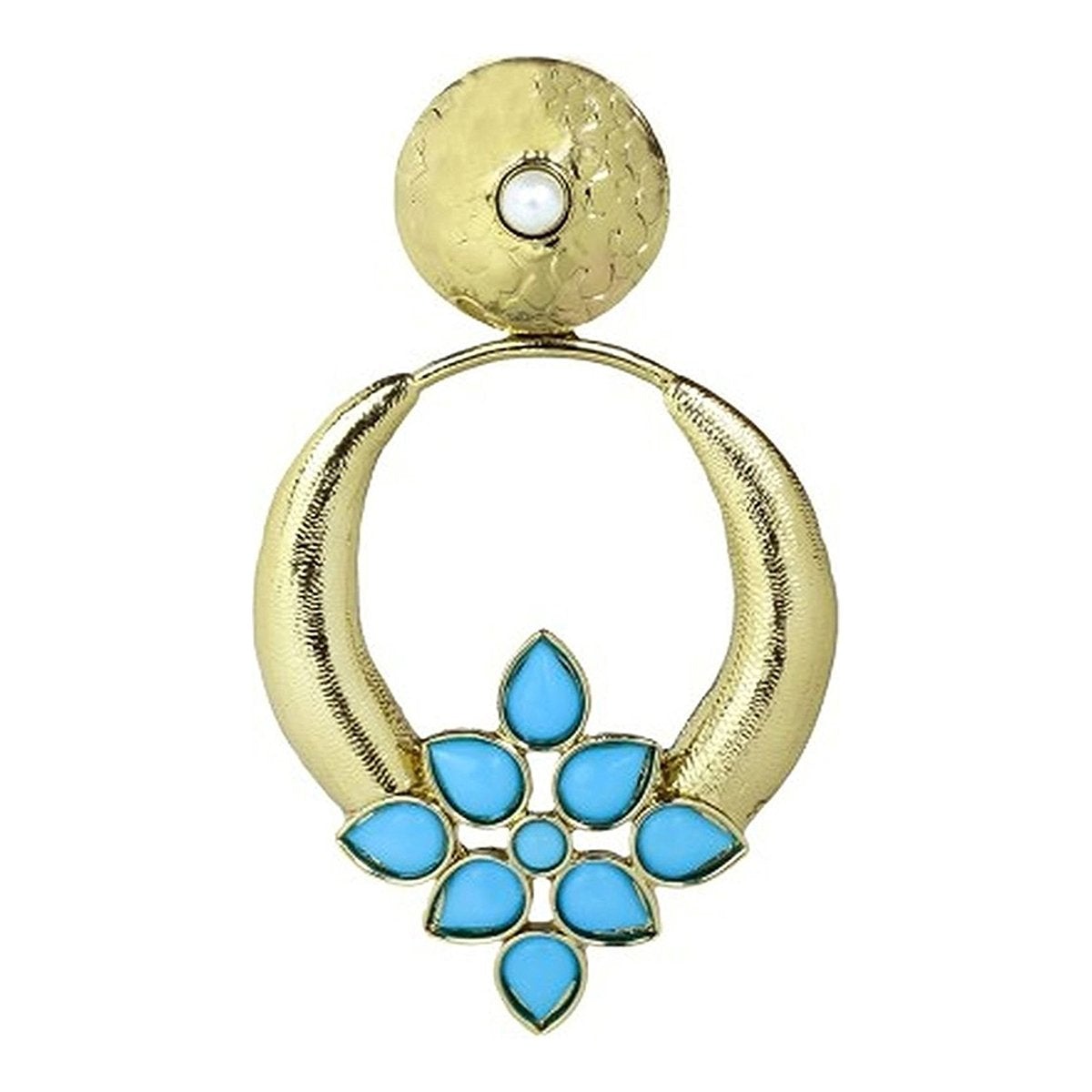 Turkish Flower Antique Gold Plated Turqoise Earring For Women Bulk Secondary image