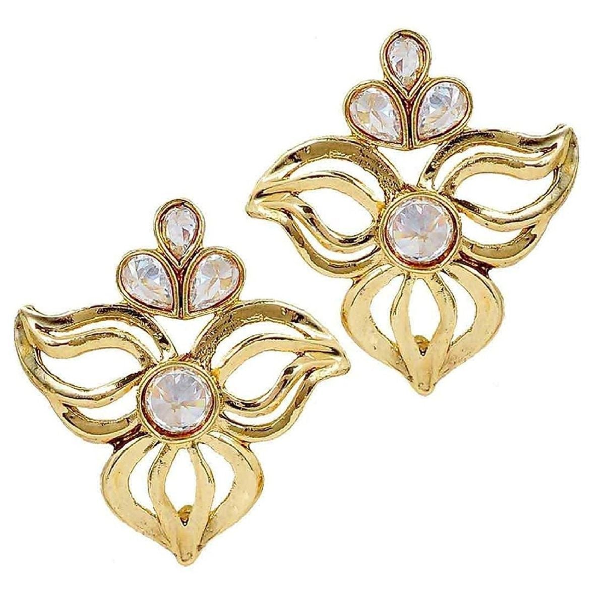 Cute Gold Plated Kundan Filigree Stud Earring For Women. Bulk