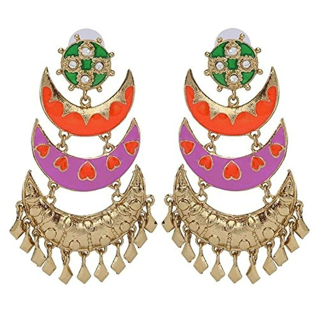 Designer Chaand Gold Plated Meenakari Dangling Earring For Women Bulk
