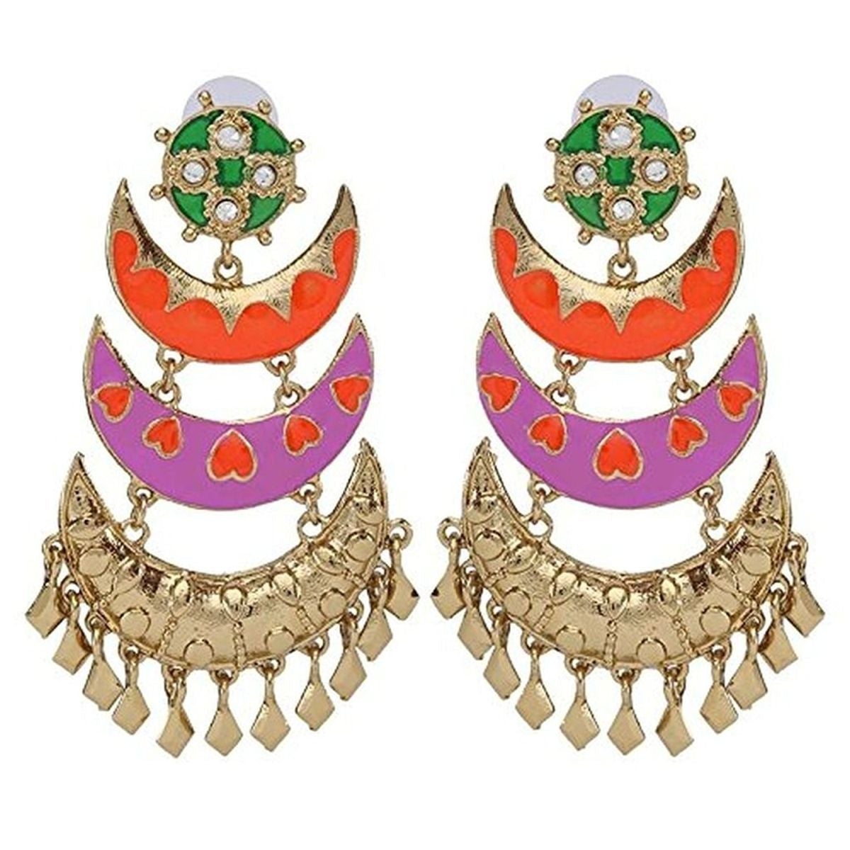Designer Chaand Gold Plated Meenakari Dangling Earring For Women Bulk