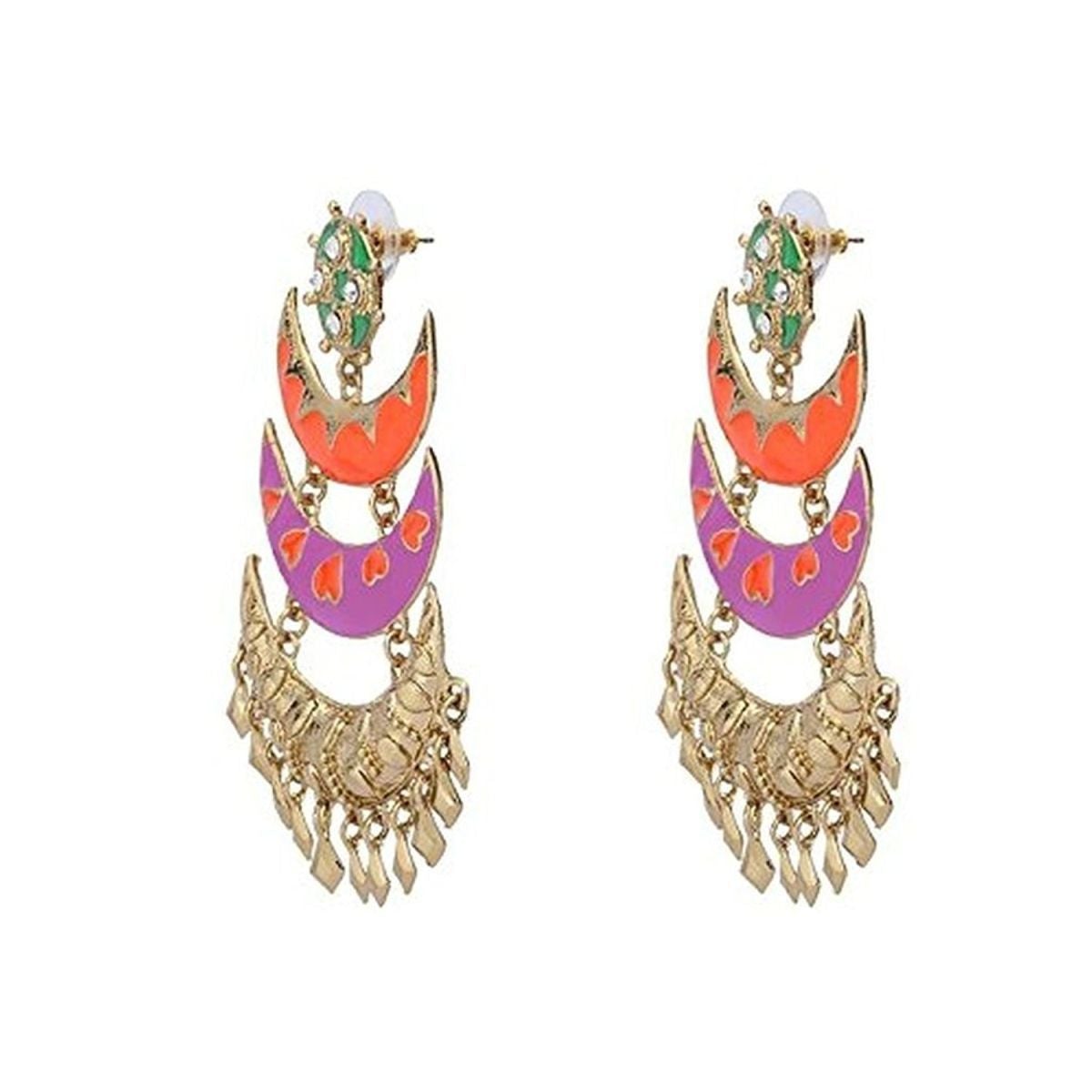 Designer Chaand Gold Plated Meenakari Dangling Earring For Women Bulk