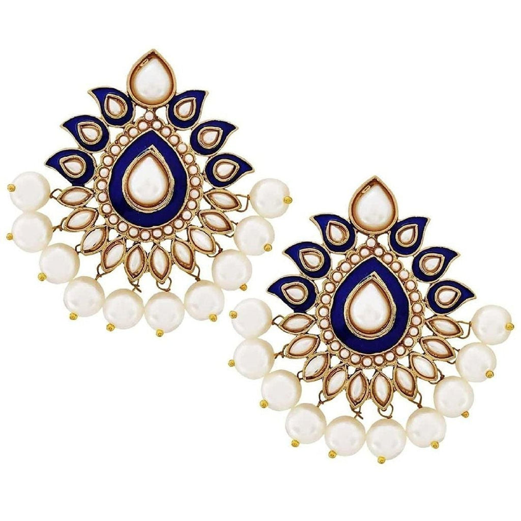 Paisley Flower Blue Meenakari Gold Plated Festive Earring Women Bulk