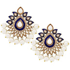 Paisley Flower Blue Meenakari Gold Plated Festive Earring Women Bulk