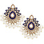 Paisley Flower Blue Meenakari Gold Plated Festive Earring Women Bulk