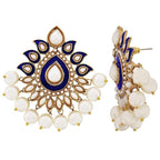 Paisley Flower Blue Meenakari Gold Plated Festive Earring Women Bulk