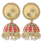 Antique Meenakari Gold Plated Rani Pink Jhumki Earring For Women Bulk