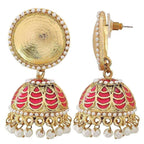 Antique Meenakari Gold Plated Rani Pink Jhumki Earring For Women Bulk