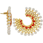 Chaand Bali Filigree Gold Red Meenakari Pearl Earring For Women Bulk