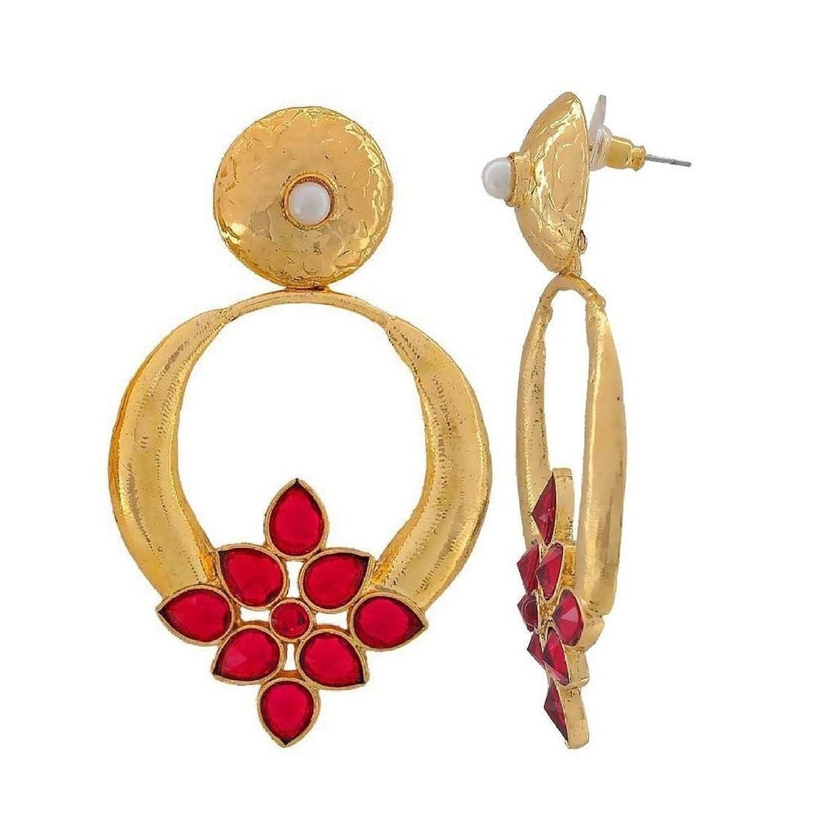 Red Turkish Flower Antique Gold Plated Turqoise Earring For Women Secondary image