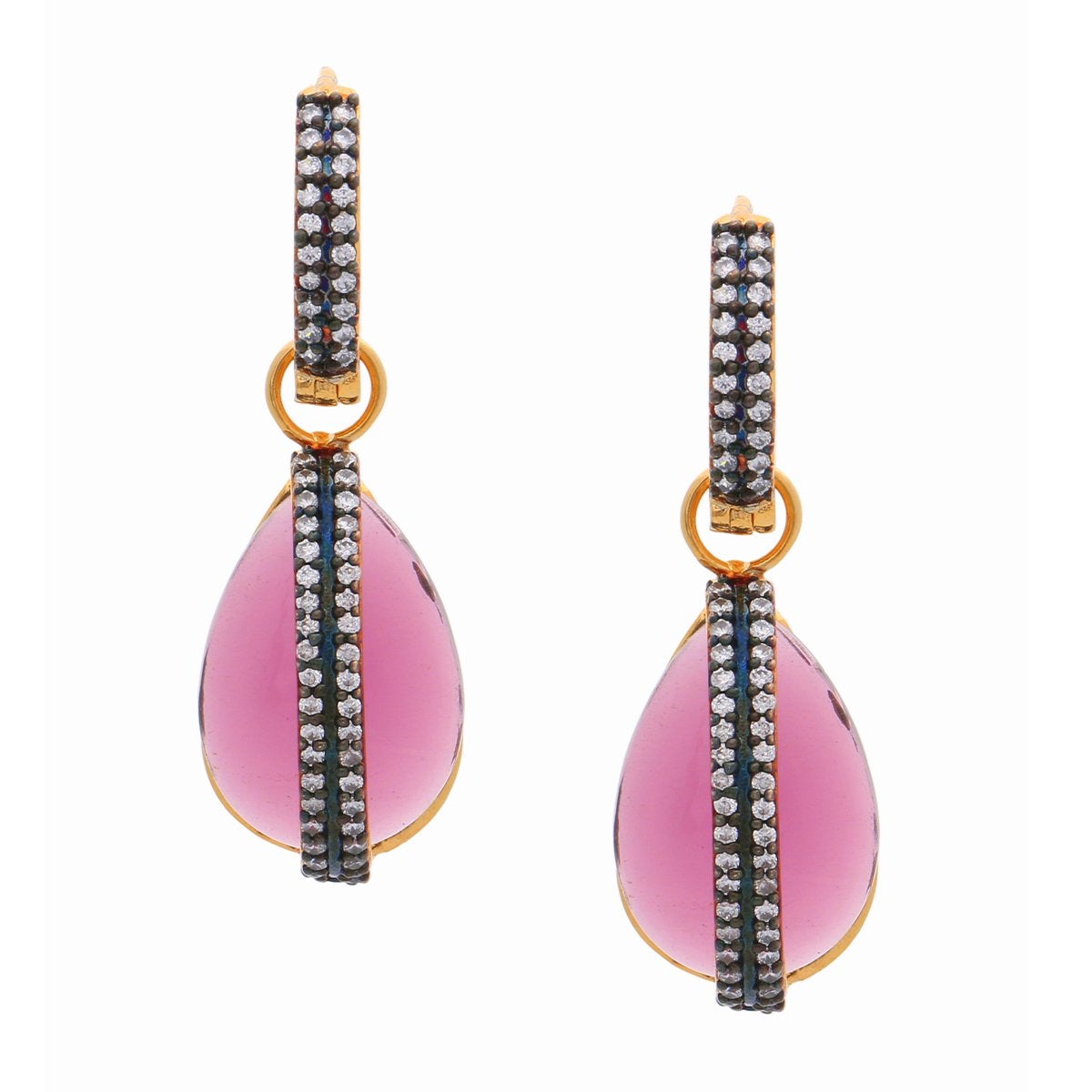 3 In 1 Inter Changeable Pink Purple Green Dangling Earring Bulk