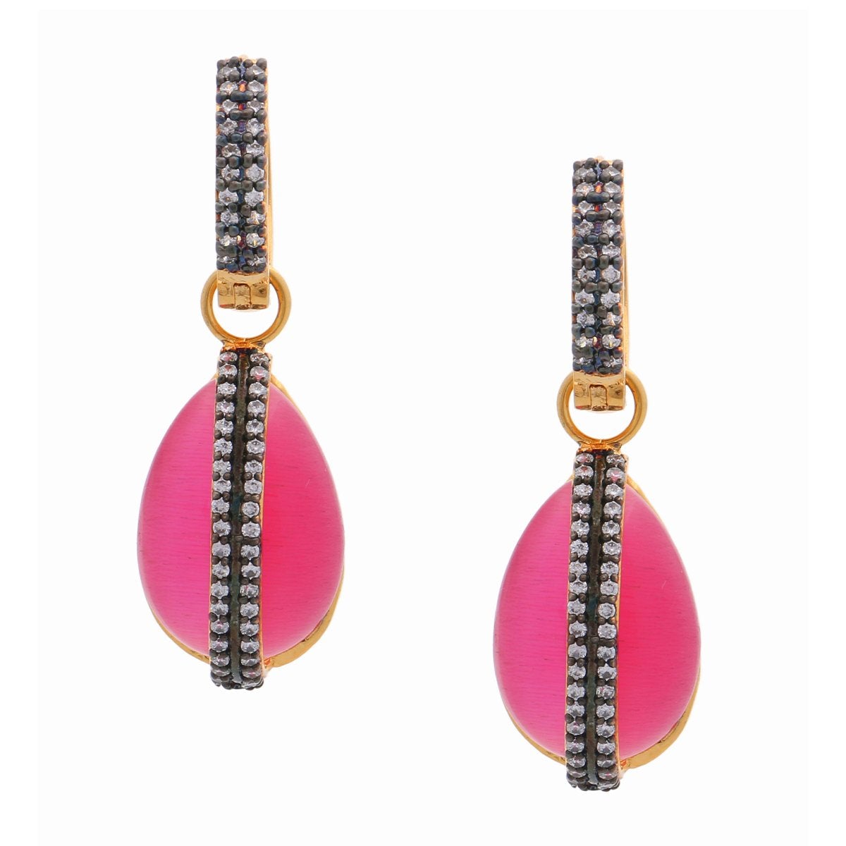 3 In 1 Inter Changeable Pink Purple Green Dangling Earring Bulk