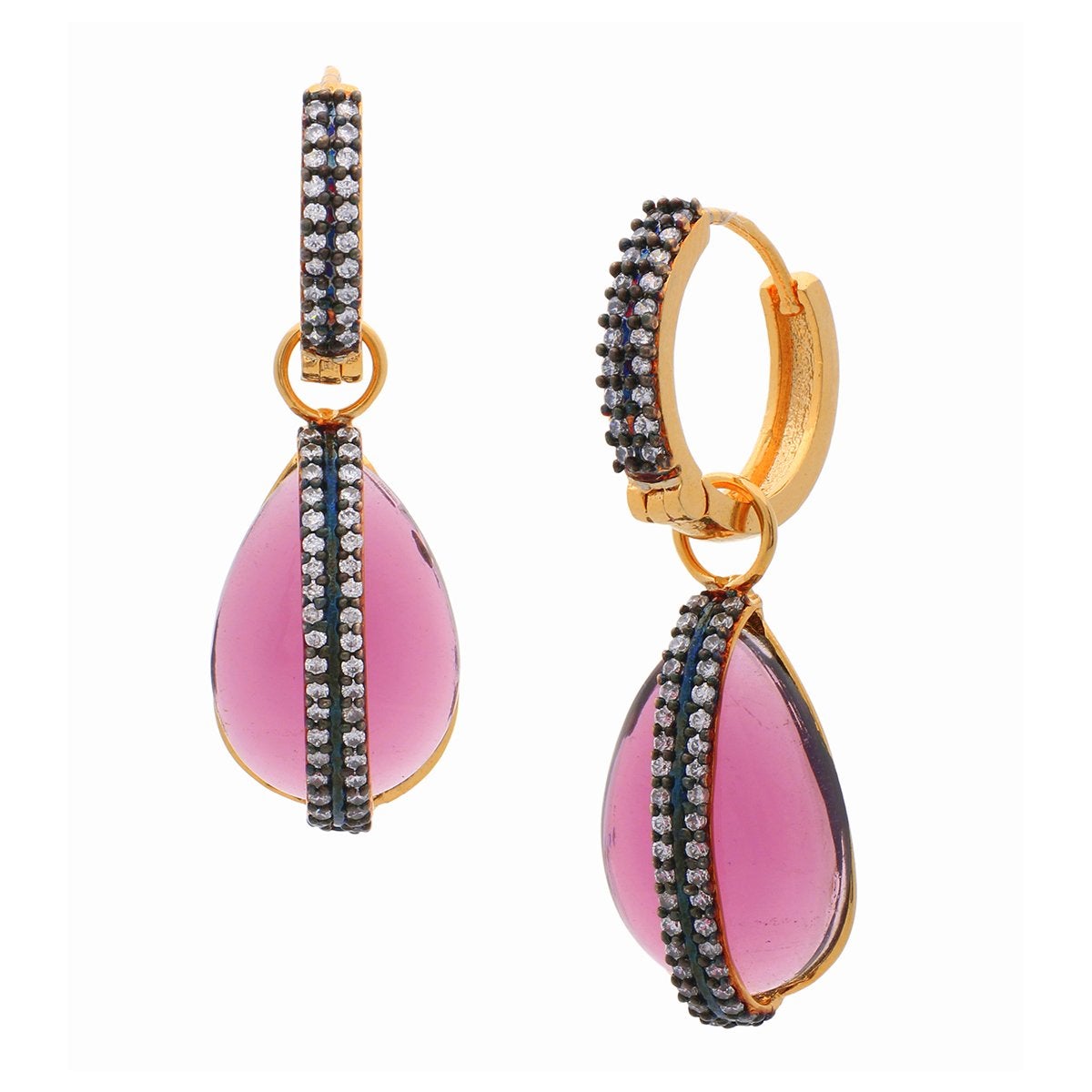 3 In 1 Inter Changeable Pink Purple Green Dangling Earring Bulk