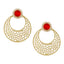 Chaand Bali Filigree Antique Rhodium Plated Red Earring For Women