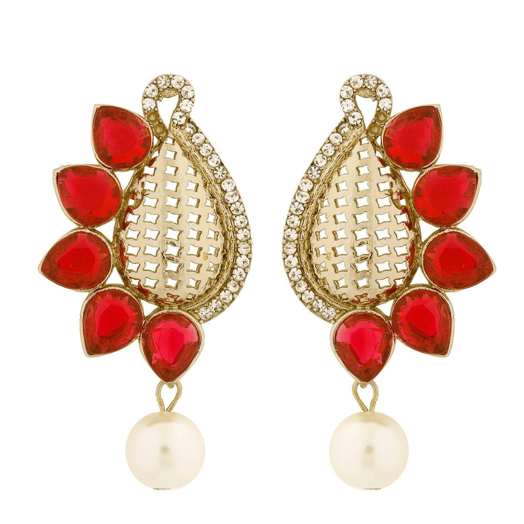 Designer Paisley Antique Rhodium Plated Red Earring For Women Bulk