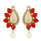 Designer Paisley Antique Rhodium Plated Red Earring For Women Bulk