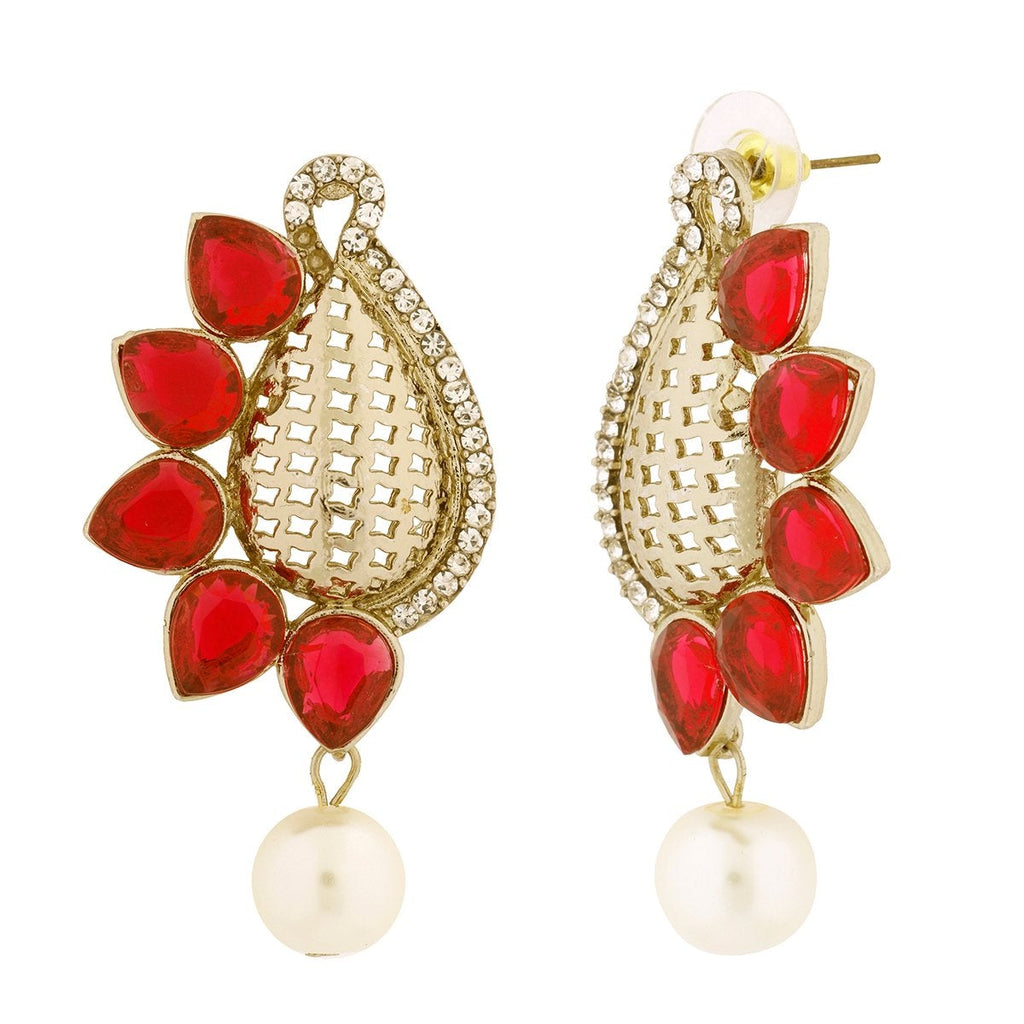 Designer Paisley Antique Rhodium Plated Red Earring For Women Bulk