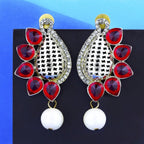 Designer Paisley Antique Rhodium Plated Red Earring For Women Bulk